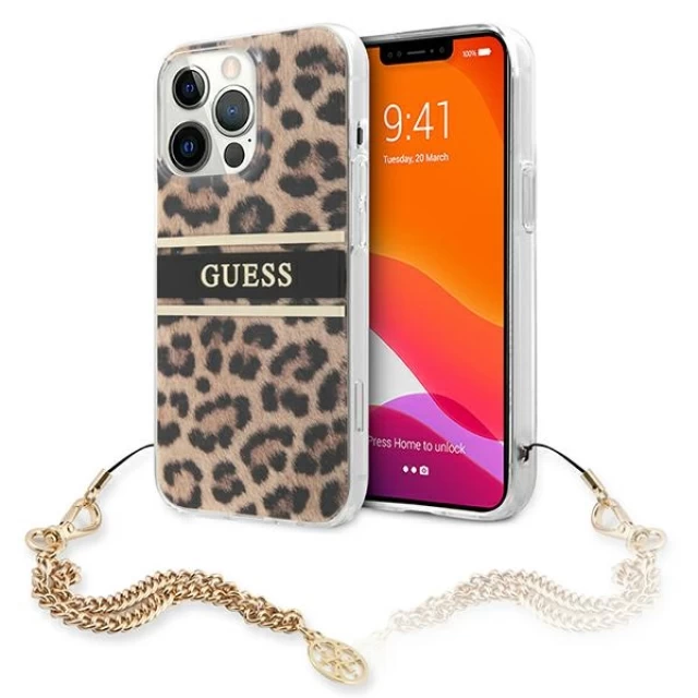 Чохол Guess Gold Chain для iPhone 13 Pro Leopard (GUHCP13LKBSLEO)