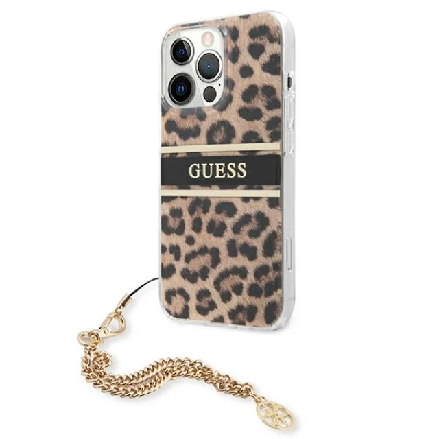 Чехол Guess Gold Chain для iPhone 13 Pro Leopard (GUHCP13LKBSLEO)