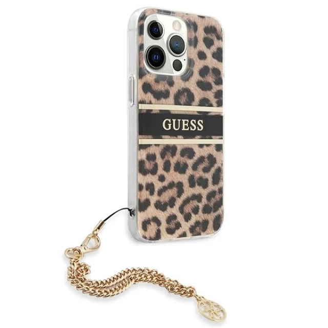 Чехол Guess Gold Chain для iPhone 13 Pro Max Leopard (GUHCP13XKBSLEO)