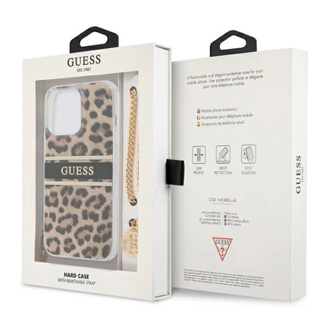 Чехол Guess Gold Chain для iPhone 13 Pro Max Leopard (GUHCP13XKBSLEO)