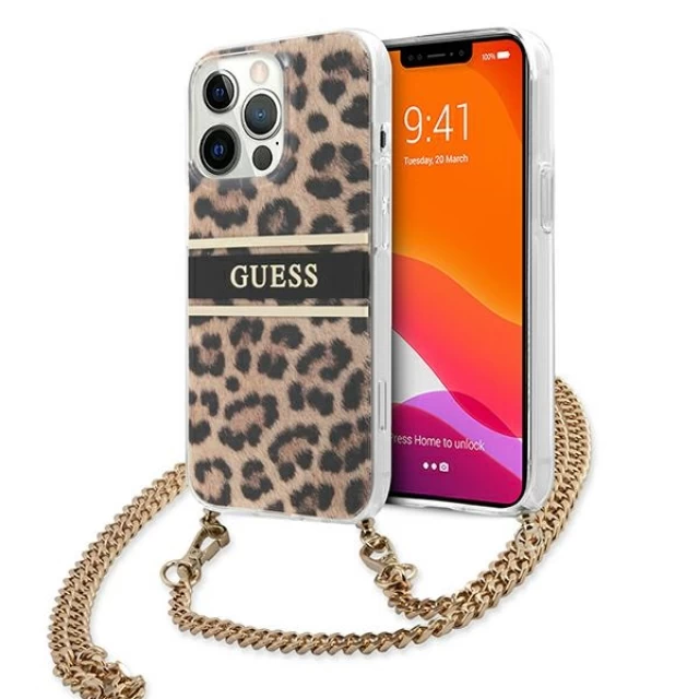 Чохол Guess Gold Strap для iPhone 13 Pro Leopard (GUHCP13LKBCLE)