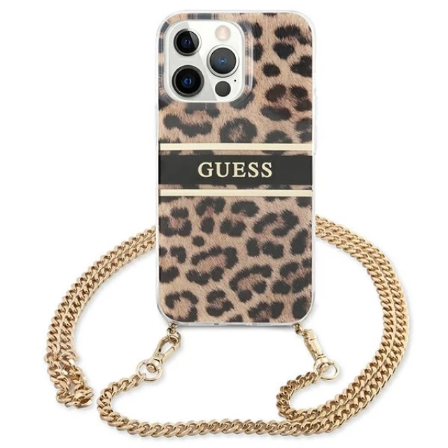 Чохол Guess Gold Strap для iPhone 13 Pro Max Leopard (GUHCP13XKBCLE)