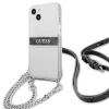 Чехол Guess 4G Grey Strap Silver Chain для iPhone 13 mini Transparent (GUHCP13SKC4GBSI)