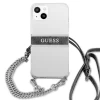 Чехол Guess 4G Grey Strap Silver Chain для iPhone 13 mini Transparent (GUHCP13SKC4GBSI)