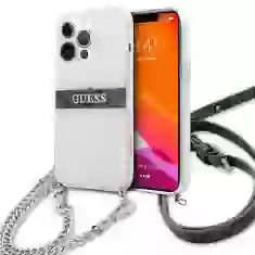 Чехол Guess 4G Grey Strap Silver Chain для iPhone 13 Pro Transparent (GUHCP13LKC4GBSI)