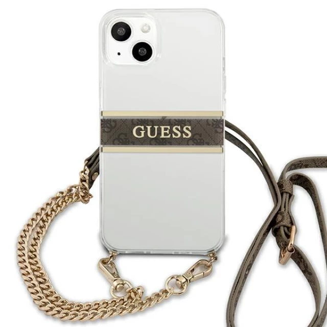 Чохол Guess Brown Strap Gold Chain для iPhone 13 Transparent (GUHCP13MKC4GBGO)