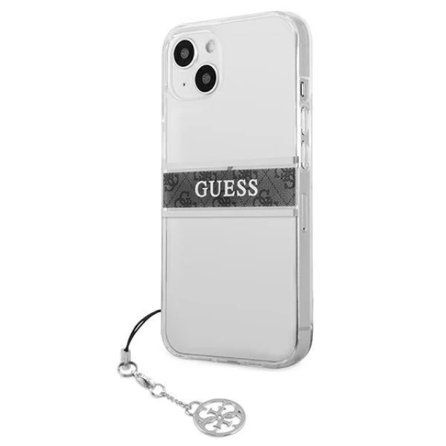 Чехол Guess Grey Strap Charm для iPhone 13 mini Transparent (GUHCP13SKB4GGR)