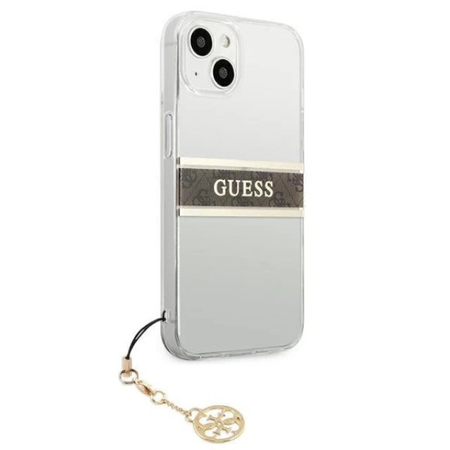 Чехол Guess Brown Strap Charm для iPhone 13 mini Transparent (GUHCP13SKB4GBR)