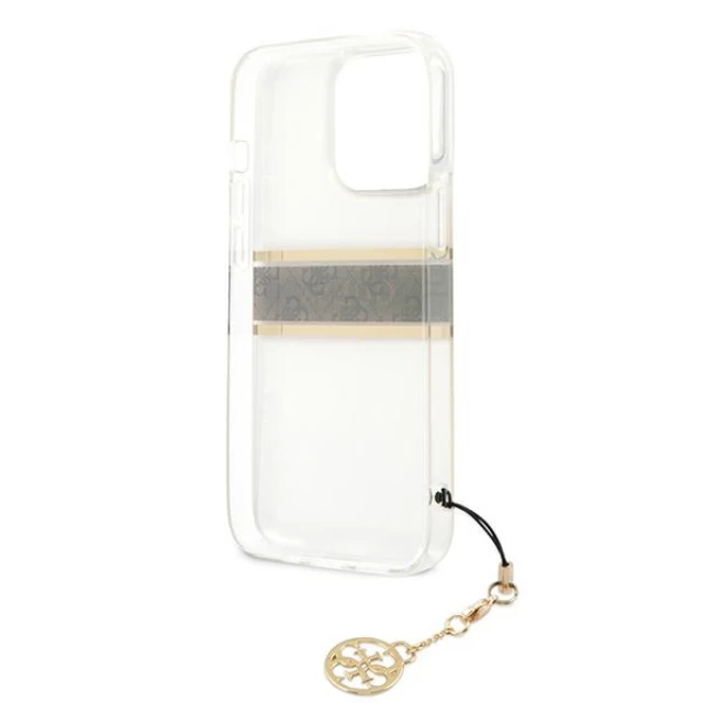 Чехол Guess 4G Brown Strap Charm для iPhone 13 Pro Max Transparent (GUHCP13XKB4GBR)