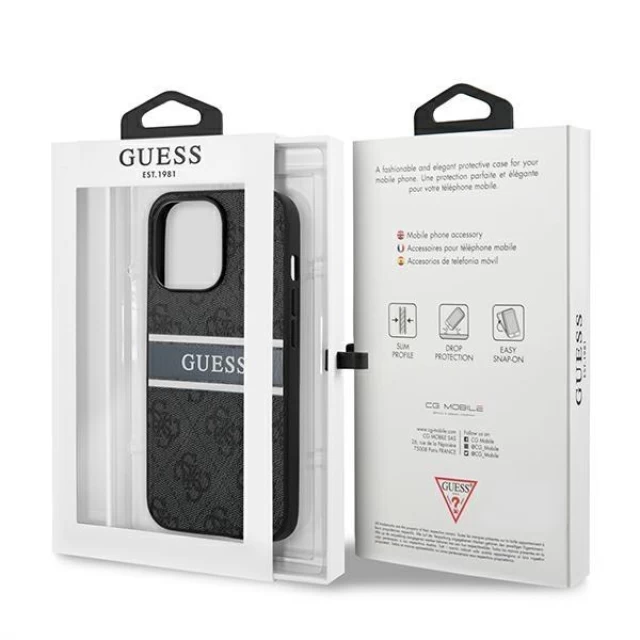 Чохол Guess 4G Stripe для iPhone 13 Pro Grey (GUHCP13L4GDGR)