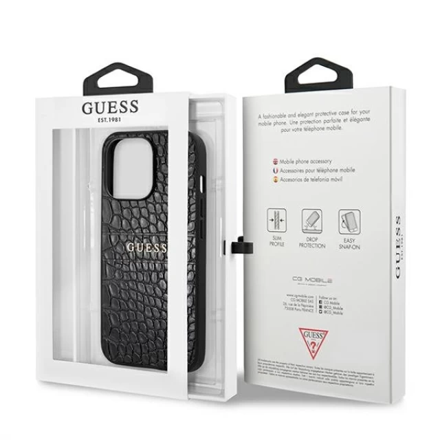 Чохол Guess Croco Strap Collection для iPhone 13 Pro Max Black (GUHCP13XPCRBBK)