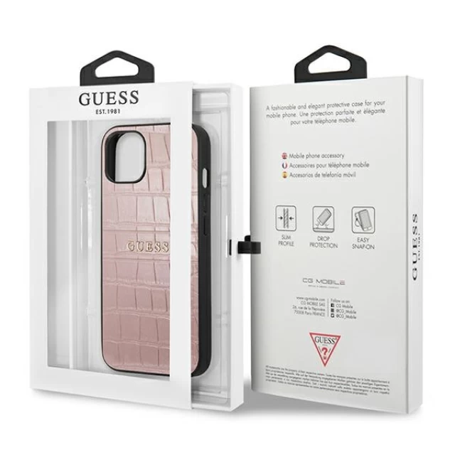 Чехол Guess Croco Strap Collection для iPhone 13 Pink (GUHCP13MPCRBPI)
