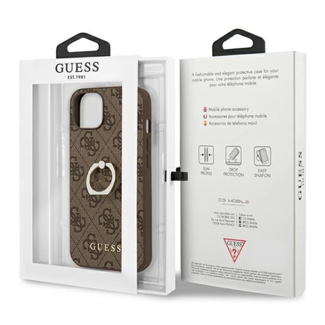 Чехол Guess 4G with Ring Stand для iPhone 13 mini Brown (GUHCP13S4GMRBR)