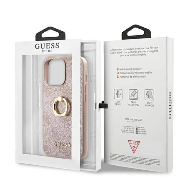Чехол Guess 4G Ring Stand для iPhone 13 Pro Max Pink (GUHCP13X4GMRPI)