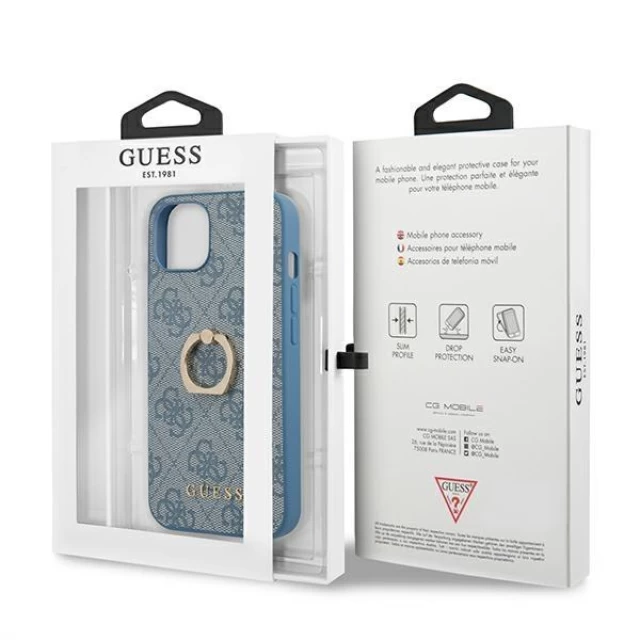 Чехол Guess 4G with Ring Stand для iPhone 13 mini Blue (GUHCP13S4GMRBL)