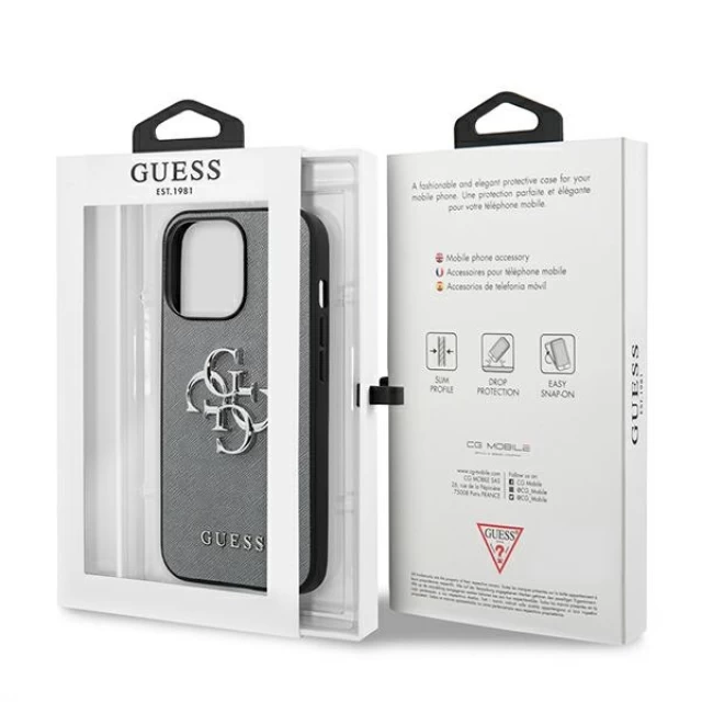 Чохол Guess Saffiano 4G Metal Logo для iPhone 13 Pro Grey (GUHCP13LSA4GSGR)