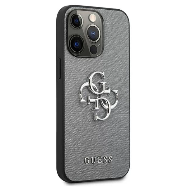 Чохол Guess Saffiano 4G Metal Logo для iPhone 13 Pro Max Grey (GUHCP13XSA4GSGR)