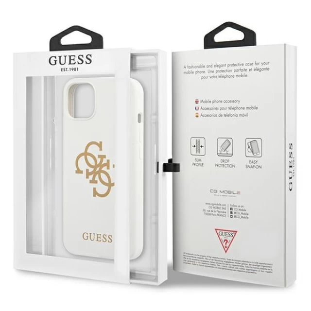 Чехол Guess Silicone 4G Logo для iPhone 13 mini White (GUHCP13SLS4GGWH)