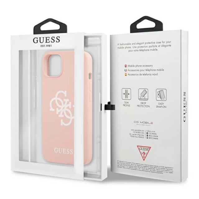 Чохол Guess Silicone 4G Logo для iPhone 13 mini Pink (GUHCP13SLS4GWPI)