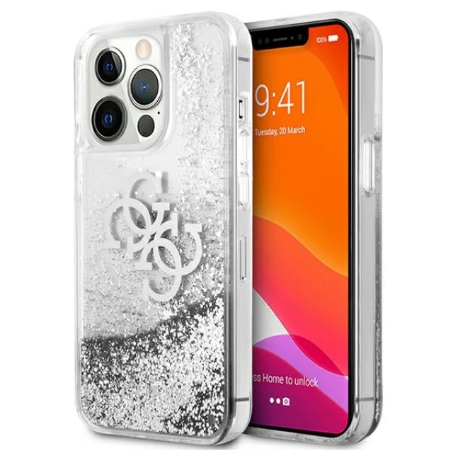 Чехол Guess 4G Big Liquid Glitter для iPhone 13 Pro Silver (GUHCP13LLG4GSI)