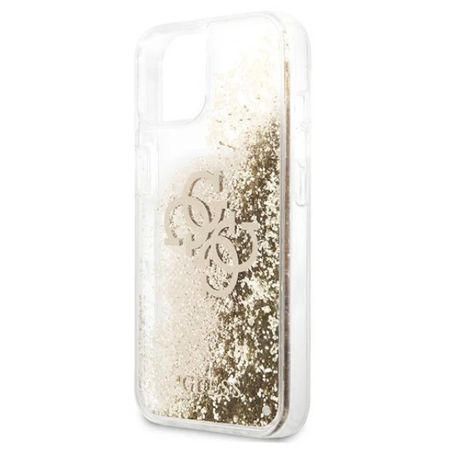 Чехол Guess 4G Big Liquid Glitter для iPhone 13 mini Gold (GUHCP13SLG4GGO)