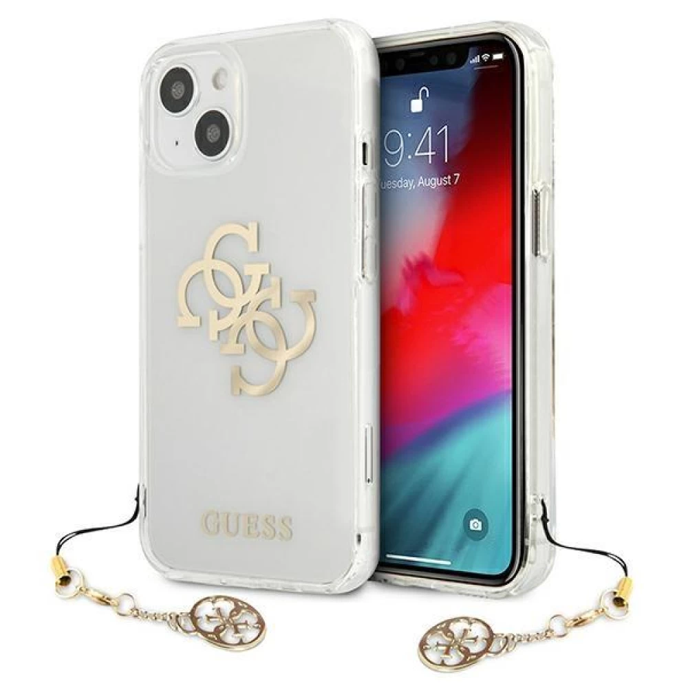 Чехол Guess Charms Collection для iPhone 13 mini Transparent  (GUHCP13SKS4GGO) - купить по цене 1099 ₴ в Киеве / Украине. Оригинальный  товар с гарантией качества.