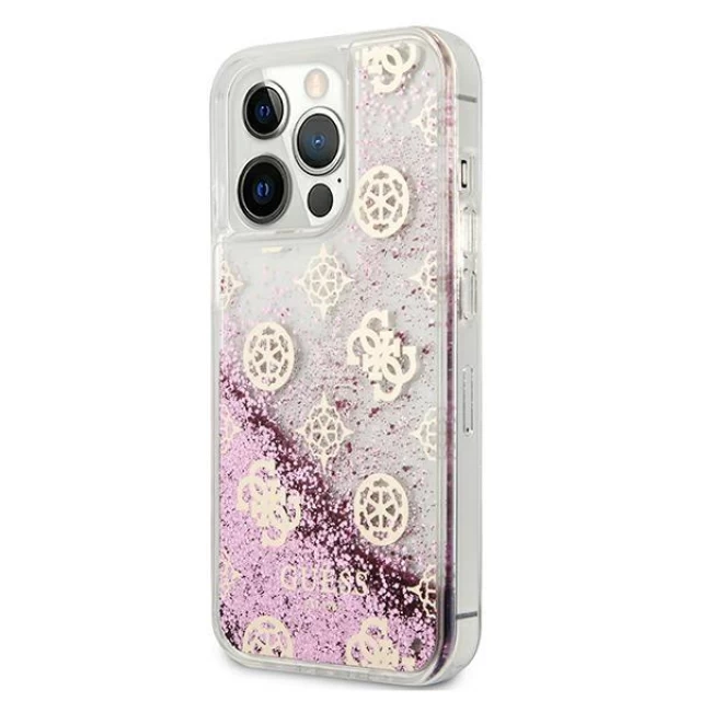 Чехол Guess Peony Liquid Glitter для iPhone 13 Pro Pink (GUHCP13LLGPEPI)