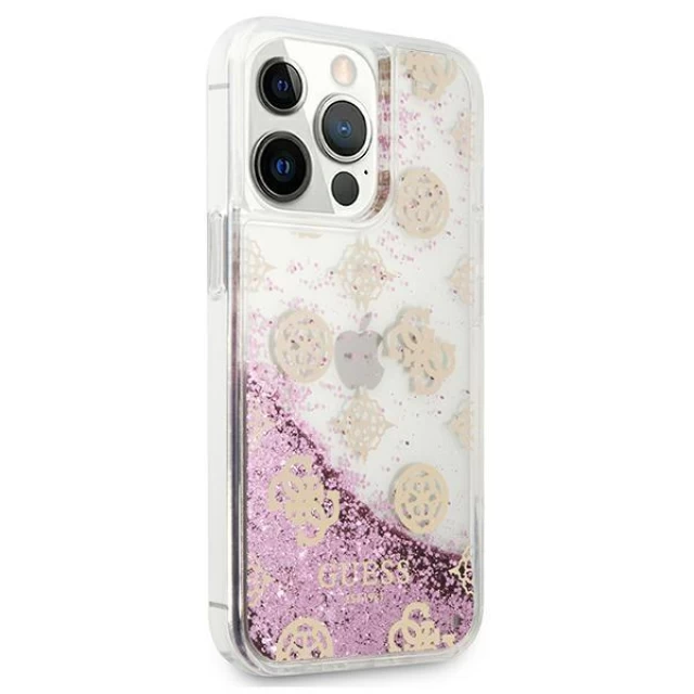 Чехол Guess Peony Liquid Glitter для iPhone 13 Pro Pink (GUHCP13LLGPEPI)