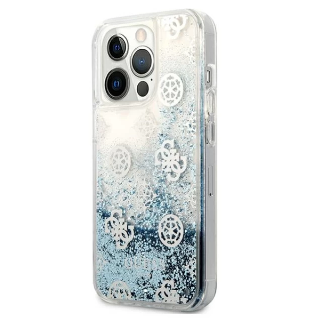 Чехол Guess Peony Liquid Glitter для iPhone 13 Pro Blue (GUHCP13LLGPEBL)