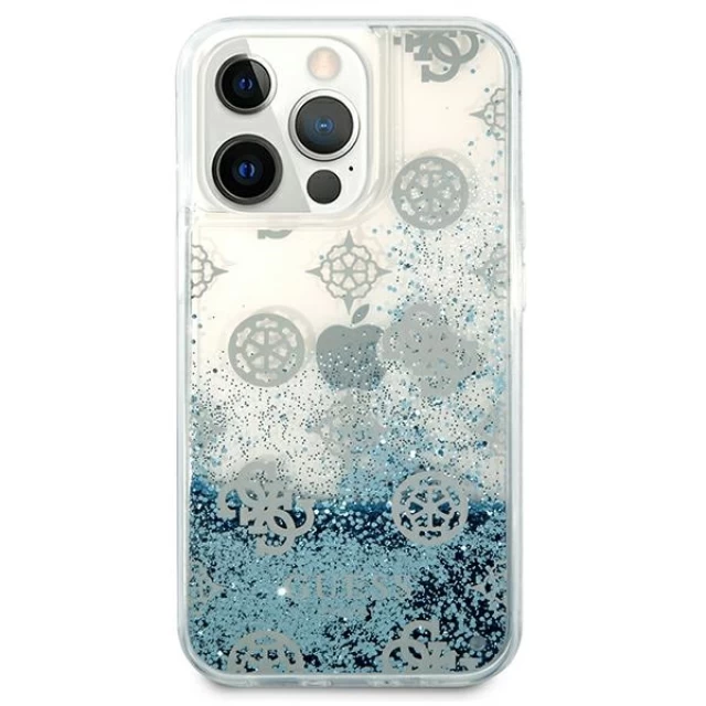 Чехол Guess Peony Liquid Glitter для iPhone 13 Pro Blue (GUHCP13LLGPEBL)