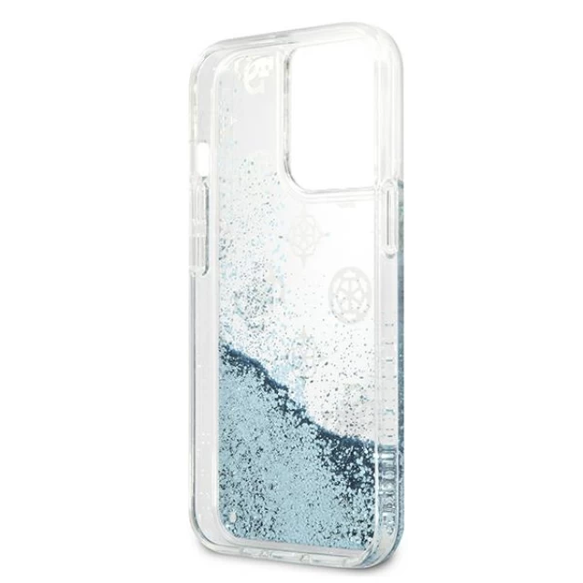 Чохол Guess Peony Liquid Glitter для iPhone 13 Pro Blue (GUHCP13LLGPEBL)