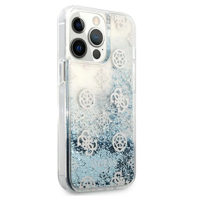 Чохол Guess Peony Liquid Glitter для iPhone 13 Pro Max Blue (GUHCP13XLGPEBL)