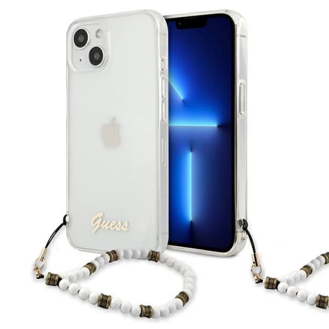 Чохол Guess White Pearl для iPhone 13 mini Transparent (GUHCP13SKPSWH)