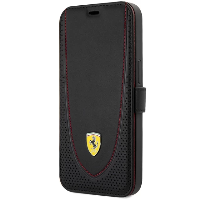 Чехол Ferrari Leather Curved Line (Book) для iPhone 13 Pro Black (FEFLBKP13LRGOK)