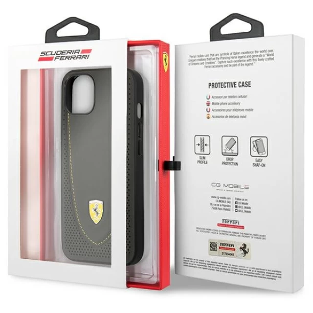 Чохол Ferrari Leather Curved Line для iPhone 13 Black (FEHCP13MRGOG)