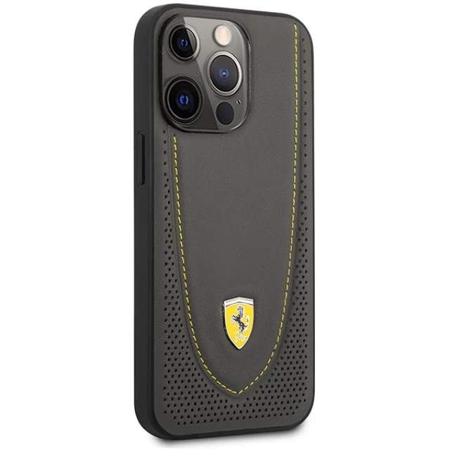Чехол Ferrari Leather Curved Line для iPhone 13 | 13 Pro Black (FEHCP13LRGOG)
