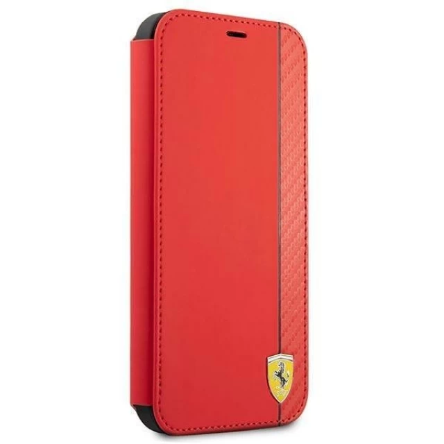 Чехол-книжка Ferrari для iPhone 13 mini On Track Carbon Stripe Red (FESAXFLBKP13SRE)
