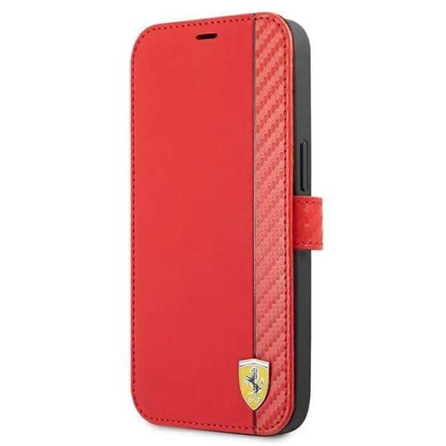Чехол-книжка Ferrari для iPhone 13 | 13 Pro On Track Carbon Stripe Red (FESAXFLBKP13LRE)