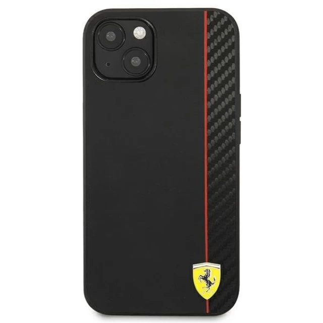 Чехол Ferrari для iPhone 13 On Track Carbon Stripe Black (FESAXHCP13MBK)