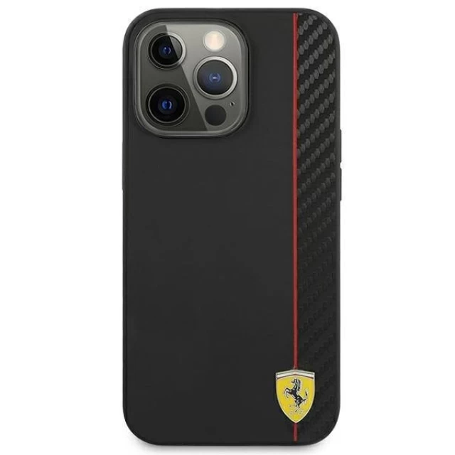 Чехол Ferrari для iPhone 13 Pro Max On Track Carbon Stripe Black (FESAXHCP13XBK)