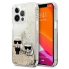 Чохол Karl Lagerfeld Liquid Glitter Karl and Choupette для iPhone 13 Pro Gold (KLHCP13LGKCD)