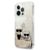 Чехол Karl Lagerfeld Liquid Glitter Karl and Choupette для iPhone 13 Pro Gold (KLHCP13LGKCD)