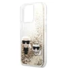 Чохол Karl Lagerfeld Liquid Glitter Karl and Choupette для iPhone 13 Pro Gold (KLHCP13LGKCD)