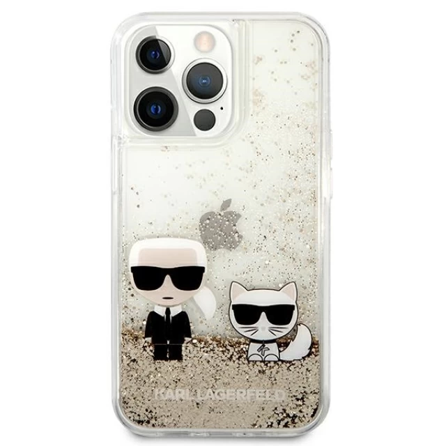 Чохол Karl Lagerfeld Liquid Glitter Karl & Choupette для iPhone 13 Pro Max Gold (KLHCP13XGKCD)