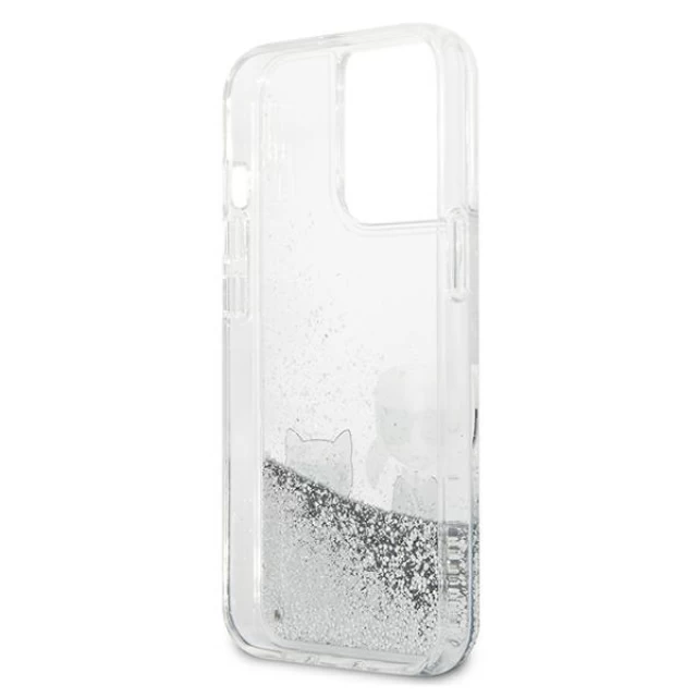Чохол Karl Lagerfeld Liquid Glitter Karl & Choupette для iPhone 13 | 13 Pro Silver (KLHCP13LGKCS)