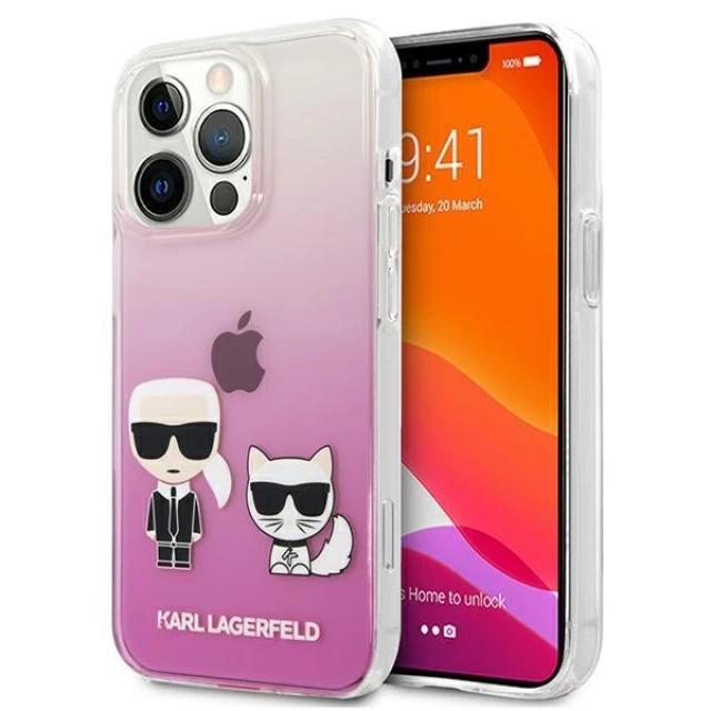 Чохол Karl Lagerfeld Karl and Choupette для iPhone 13 Pro Pink (KLHCP13LCKTRP)