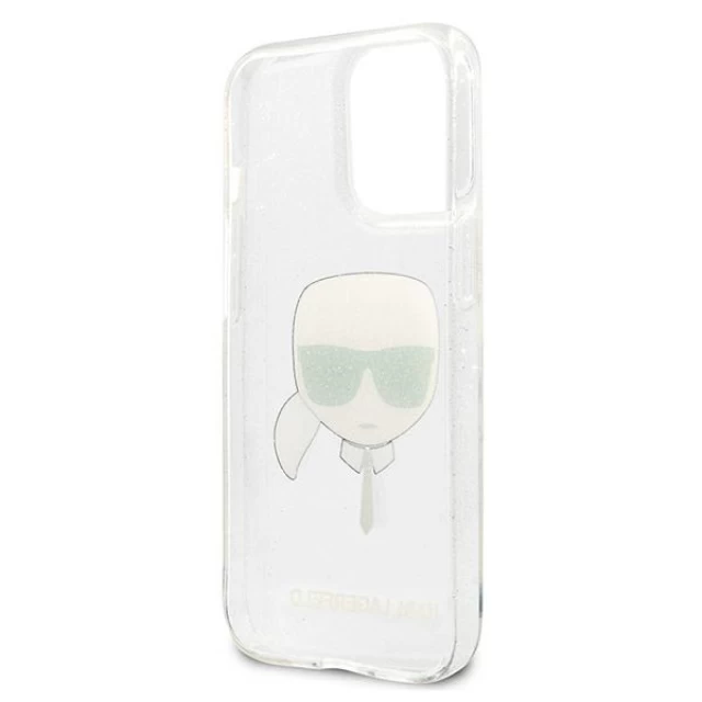Чохол Karl Lagerfeld Glitter Karl's Head для iPhone 13 Pro Max Silver (KLHCP13XKHTUGLS)