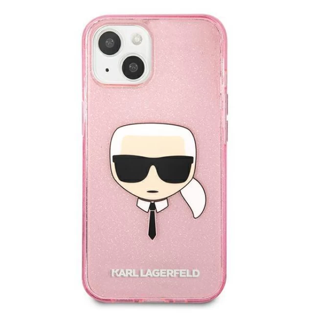 Чохол Karl Lagerfeld Glitter Karl's Head для iPhone 13 mini Pink (KLHCP13SKHTUGLP)