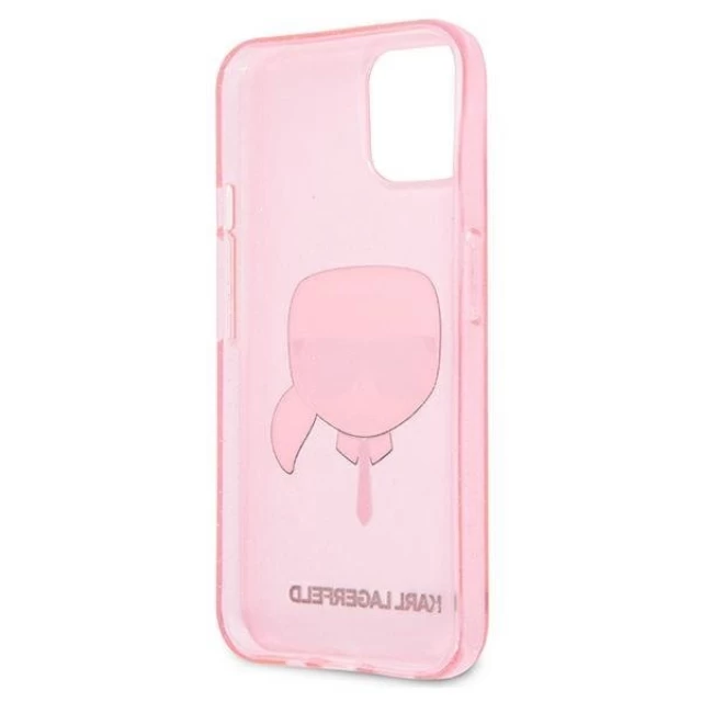 Чехол Karl Lagerfeld Glitter Karl's Head для iPhone 13 mini Pink (KLHCP13SKHTUGLP)