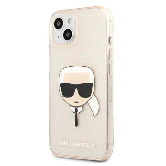 Чехол Karl Lagerfeld Glitter Karl's Head для iPhone 13 mini Gold (KLHCP13SKHTUGLGO)
